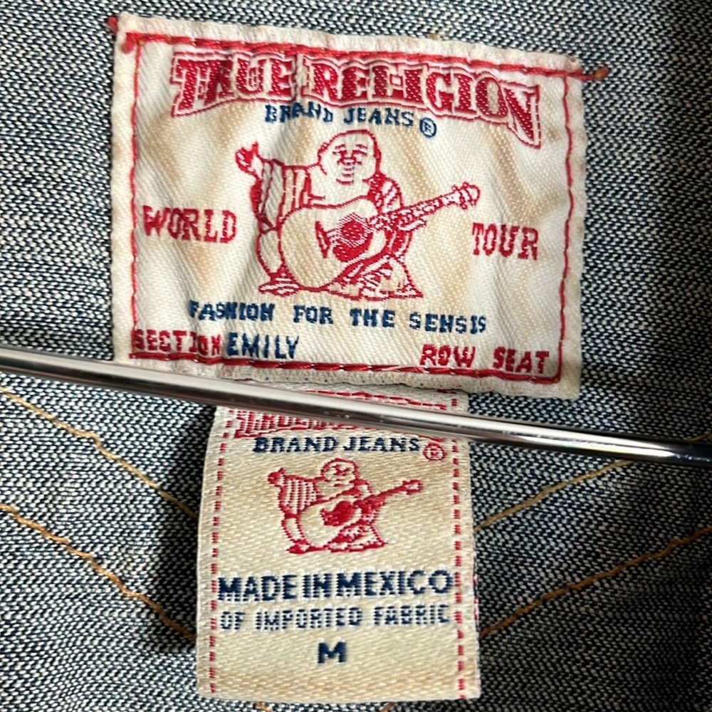 True Religion Emily Dark Wash Western Jean Denim Jacket Women’s Size M - Picture 9 of 9